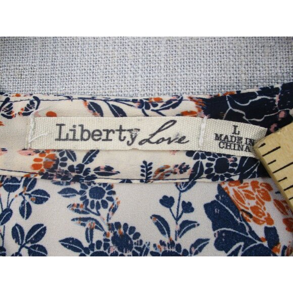 Liberty Love Womens Floral Patchwork Blouse L 3/4 Sleeve Lightweight Top - Picture 3 of 8
